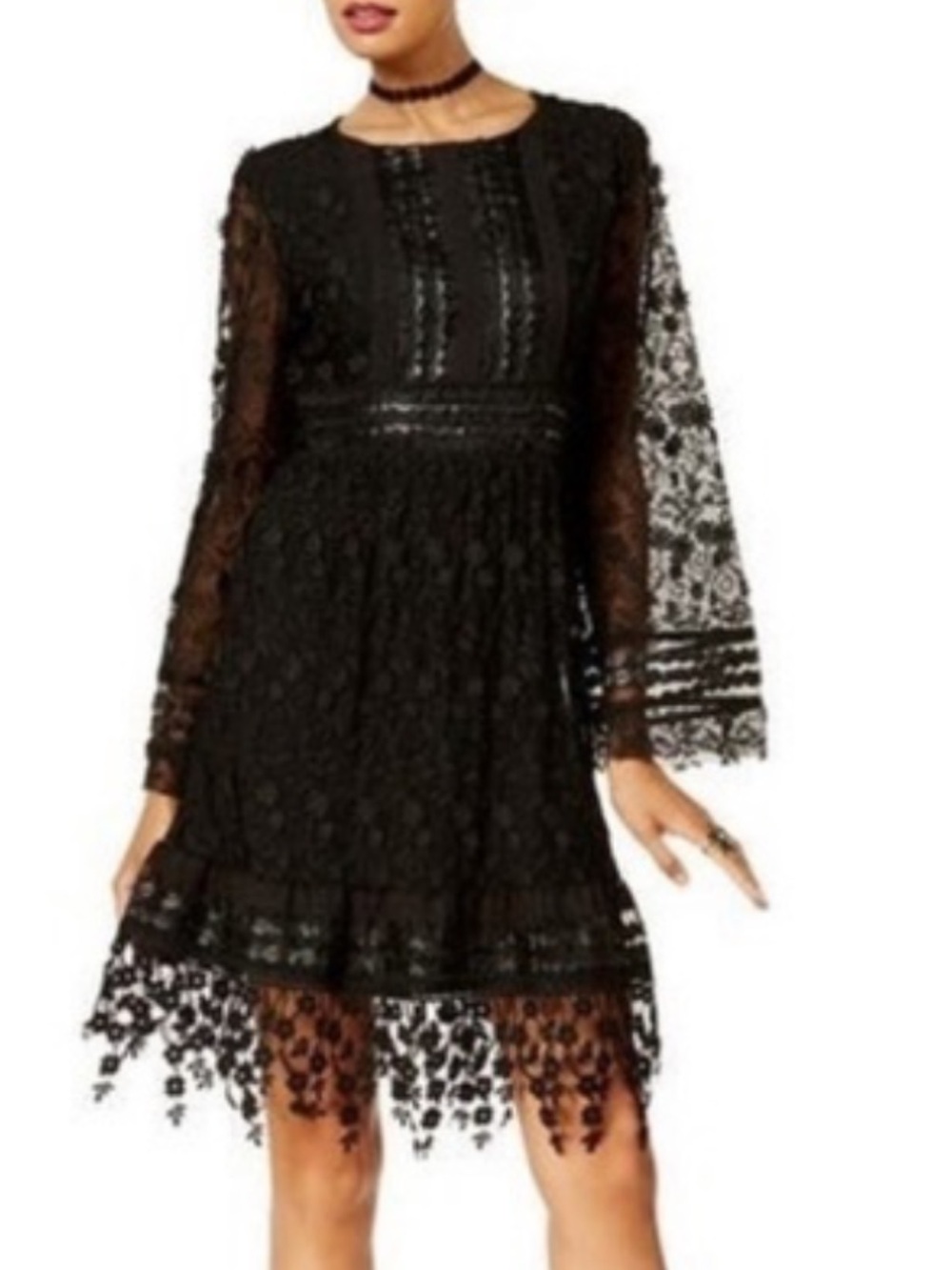 anna sui black lace dress | Dresses | Anna Sui Inc Laceembroidery Size:XL (PREORDER) while an oversized pussy US-Fee-1.50 Women's Black Sweater Dresses